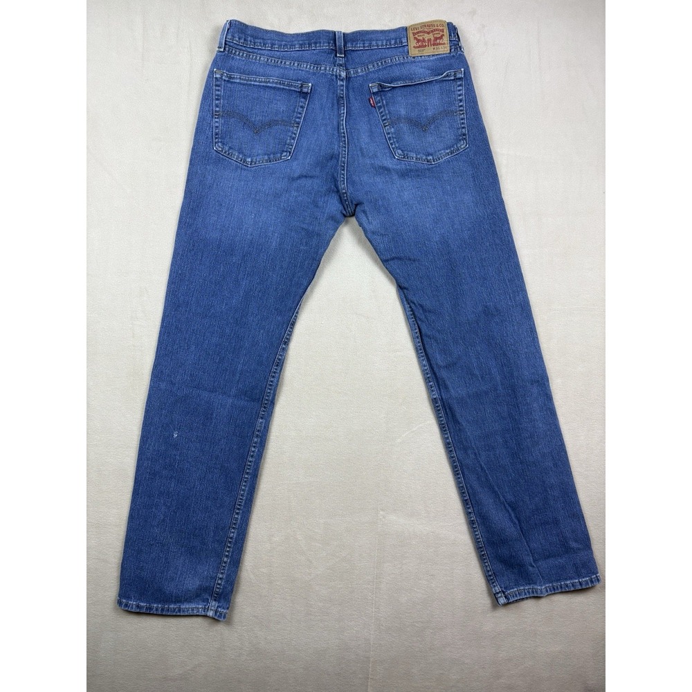 Levis 505 Mens Jeans 36x33 Straight Leg Medium Wash Distressed Workwear Pants - Picture 5 of 10
